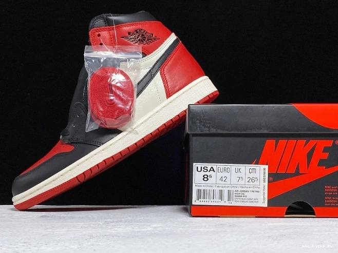 Rep Onekick High Air 1 Retro Toe OG 555088-610 Bred Jordan 0709